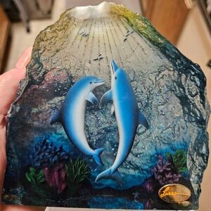 Christian Riese Lassen Embracing The Light Dolphins Acrylic Sculpture #9327